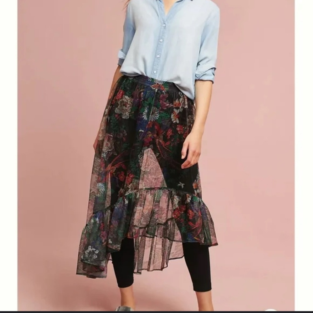 Maeve anthropology Multicolored Midi floral Skirt